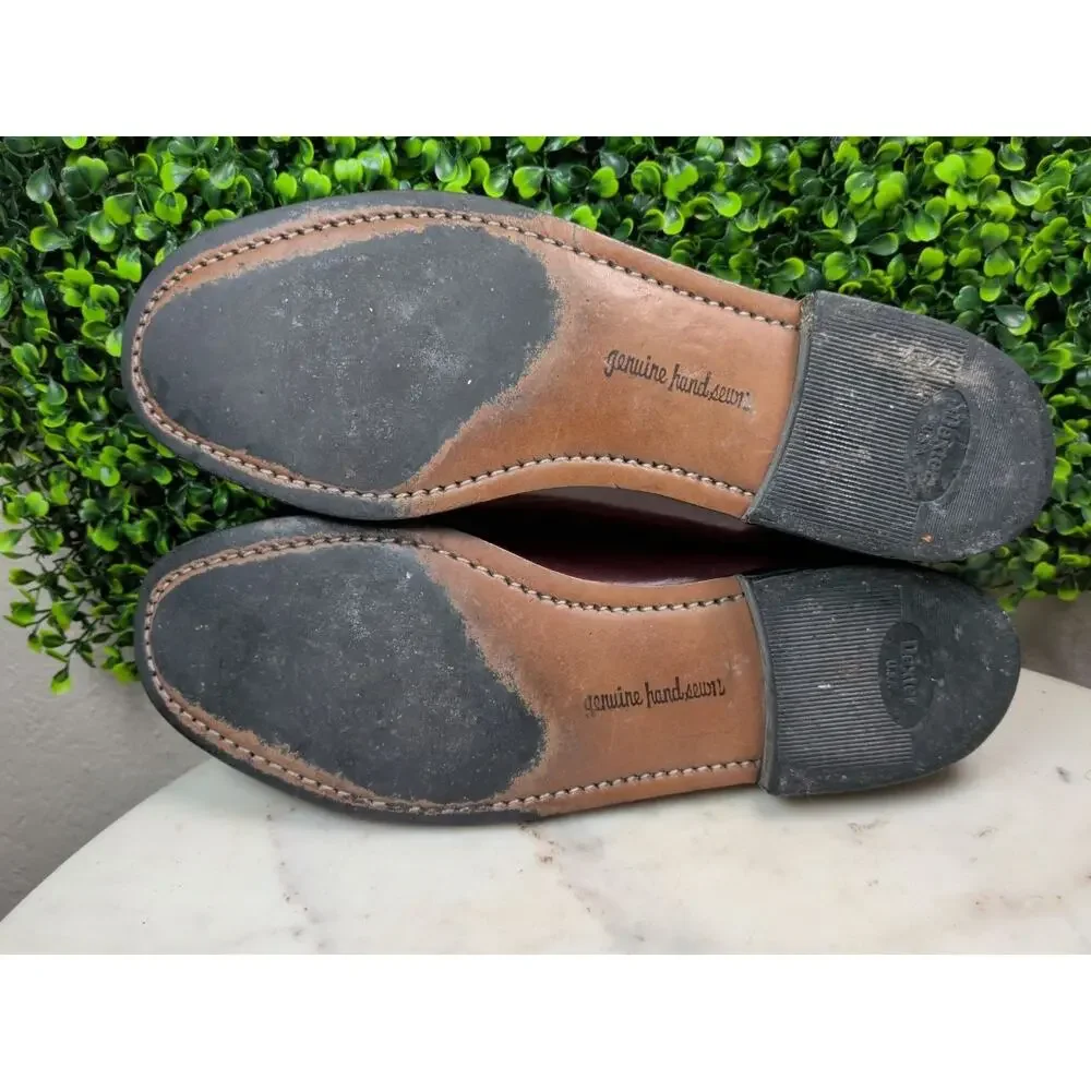 Dexter Burgundy Leather Penny Loafers Men's US 9.5 Made in USA Handsewn Dress